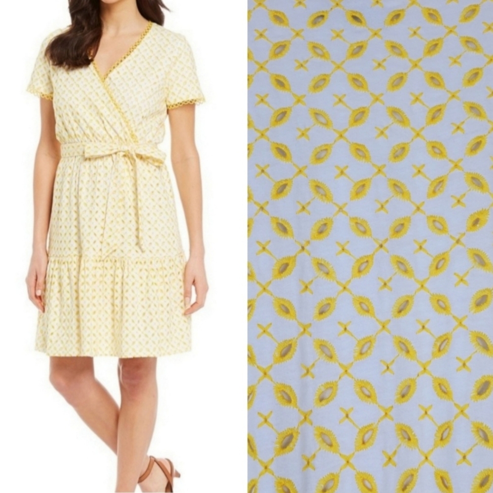 GIBSON LATIMER Yellow/ White Eyelet Yellow Sunset Dress. Size SMALL